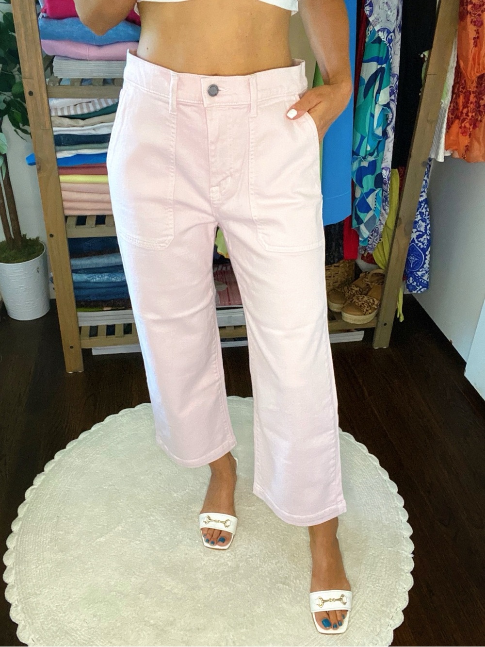MODERN AMERICAN Farrah Crop Utility Wide Leg Jeans in Blush! 🌸 - Picture 5 of 16